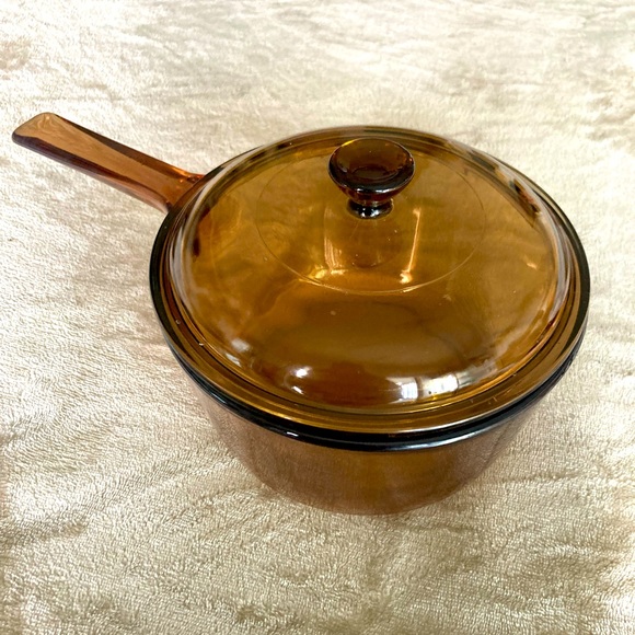 MCM Vintage Visions Amber Glass Pot with Lid 1.5 L - Picture 1 of 5